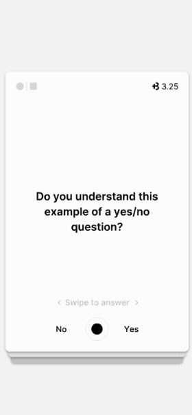 BigToken animation — survey swipe interaction