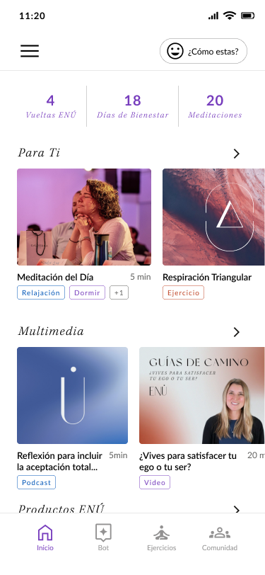 ENÚ Home screen