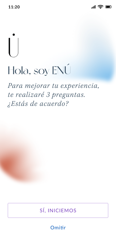 ENÚ onboarding step 1 — Hola soy ENÚ