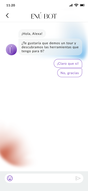 ENÚ onboarding step 6 — ENÚ Bot first message
