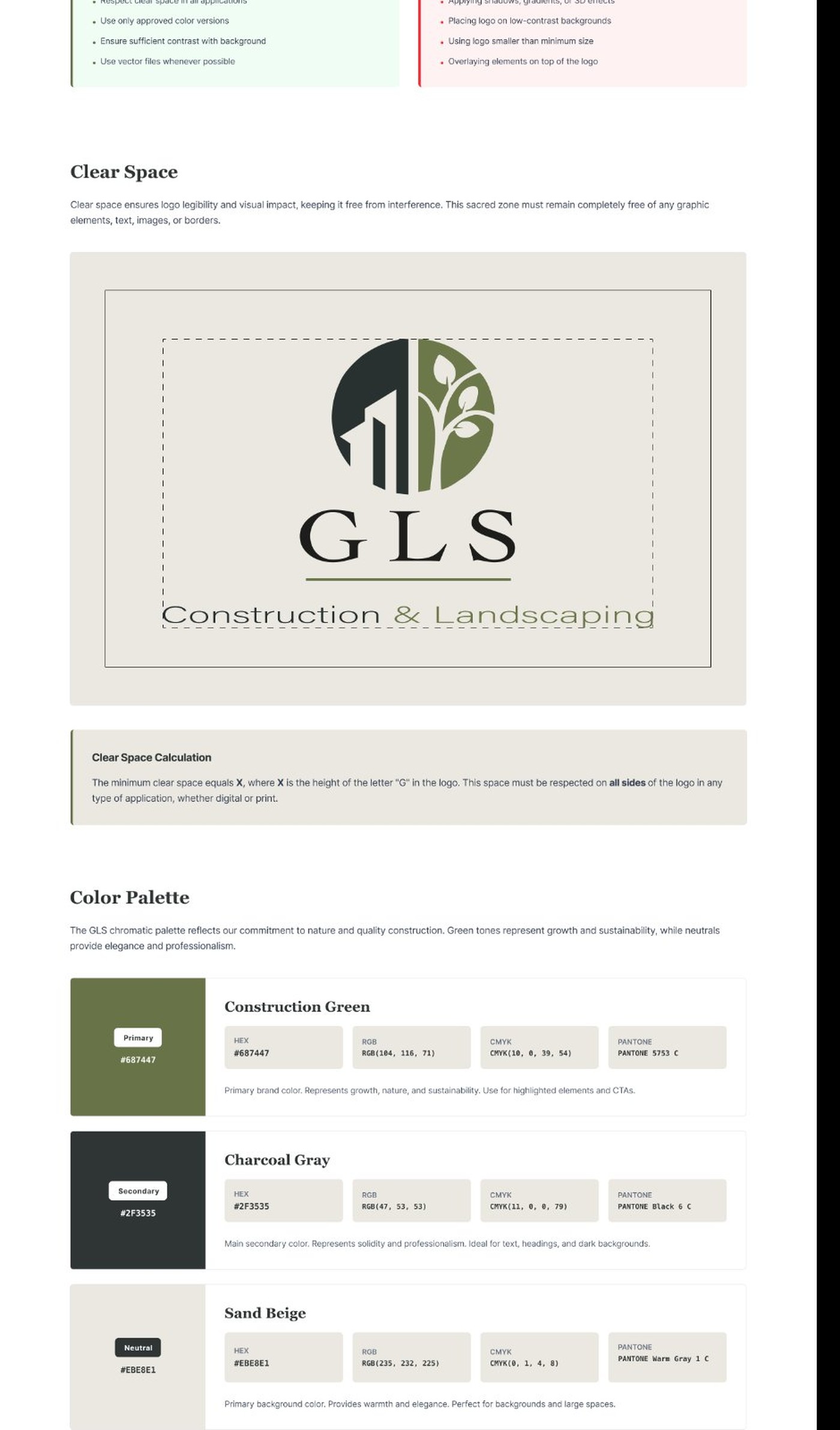 GLS color palette and combinations