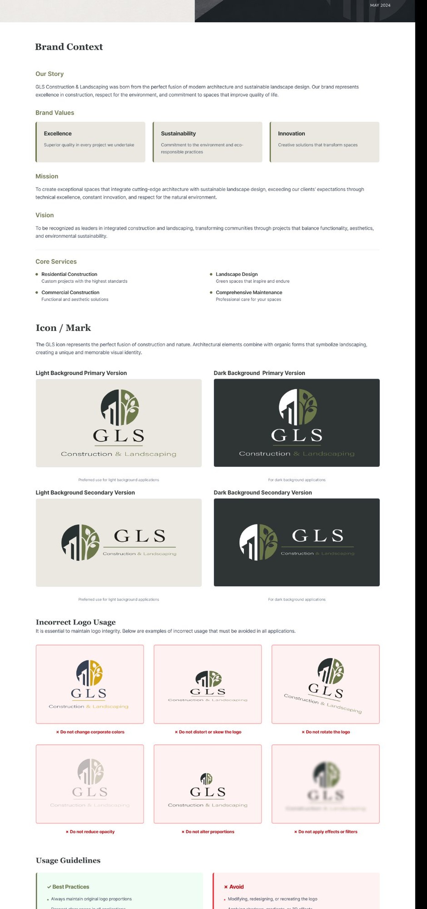 GLS logo system — mark, variations, usage guidelines