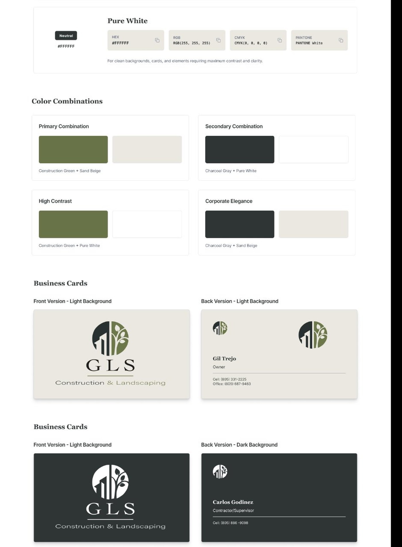GLS business cards and stationery