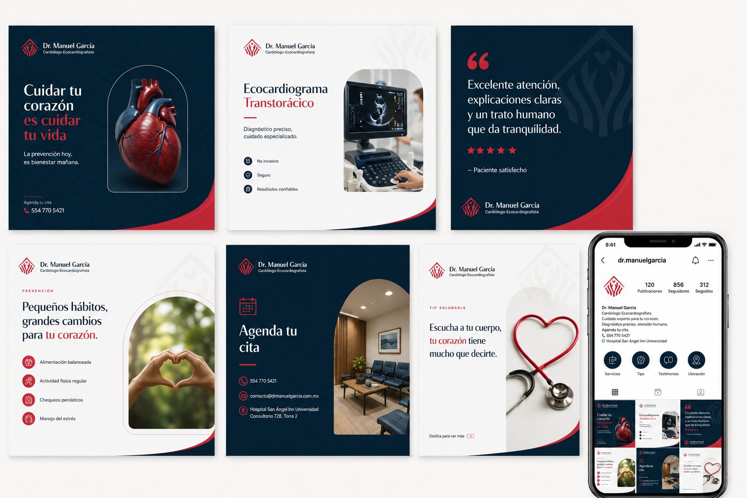 Dr. Manuel García — Instagram content grid and post templates