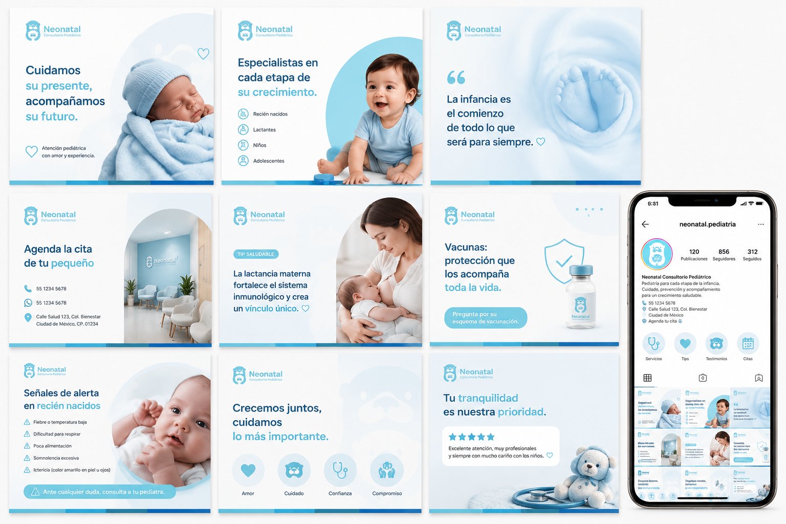 Neonatal — Instagram content grid and post templates