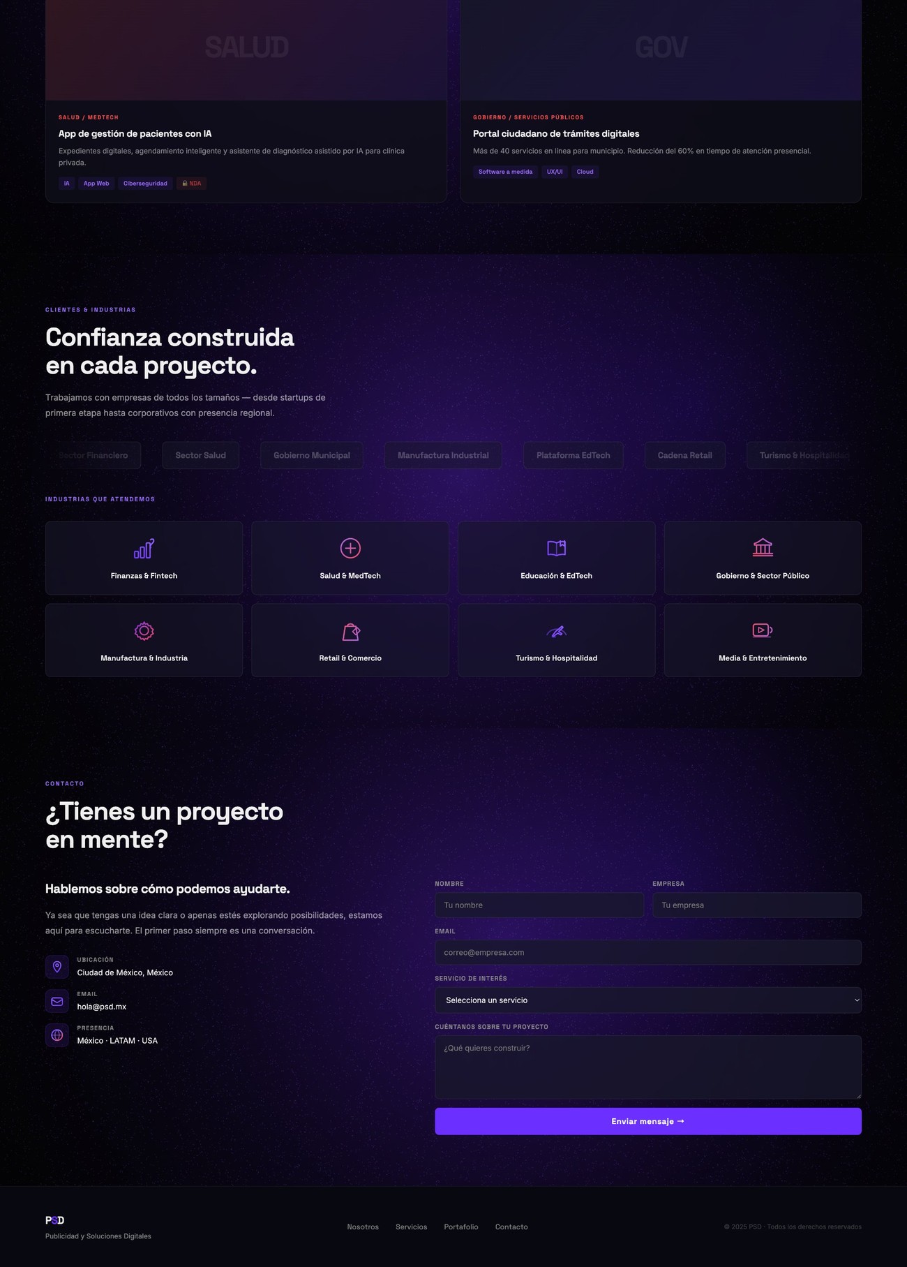 PSD website — trust and contact