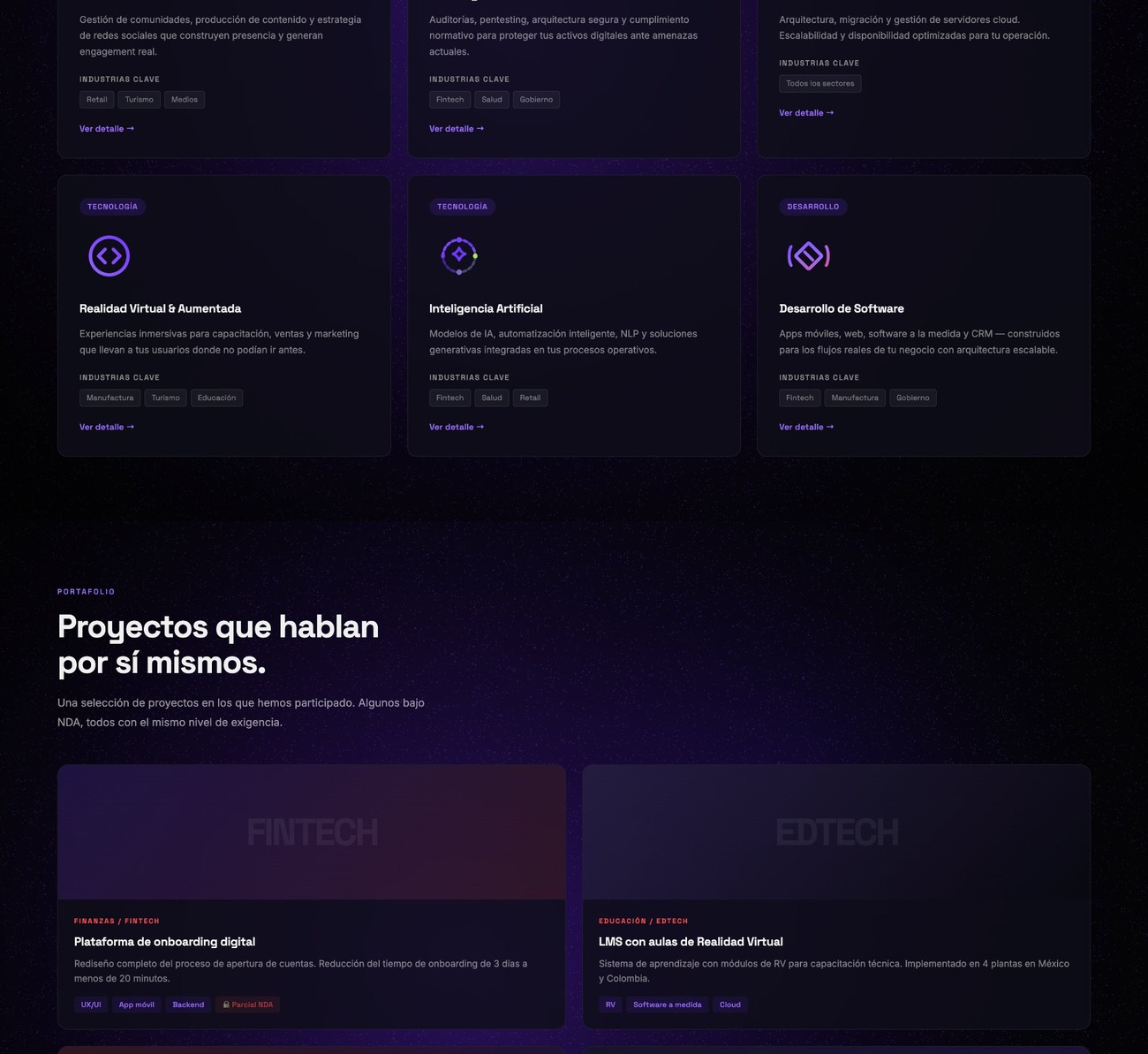 PSD website — projects section