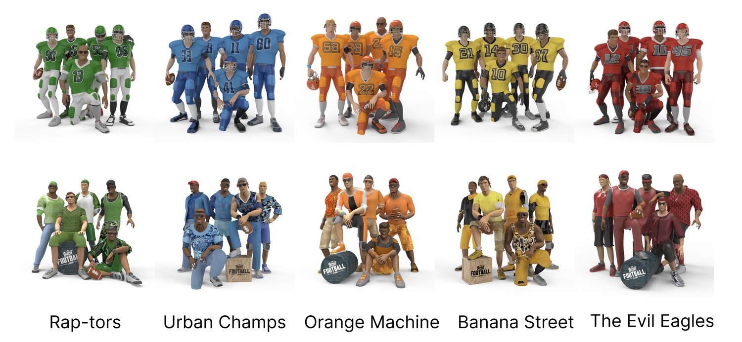 Street Football teams — professional and street versions